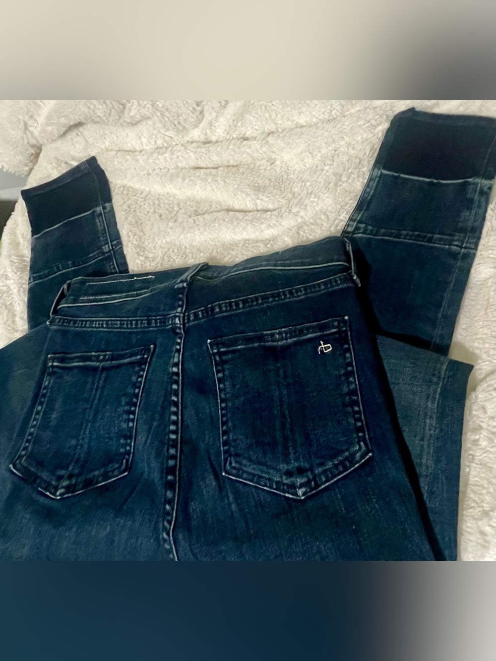 rag & bone Dark Indigo Skinny Jeans with Back Pocket Logo